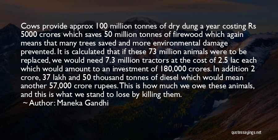 Maneka Gandhi Quotes: Cows Provide Approx 100 Million Tonnes Of Dry Dung A Year Costing Rs 5000 Crores Which Saves 50 Million Tonnes