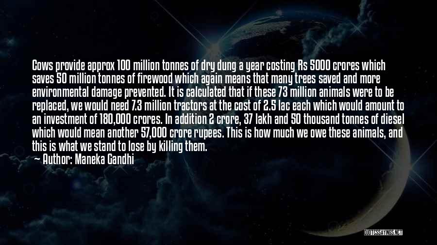 Maneka Gandhi Quotes: Cows Provide Approx 100 Million Tonnes Of Dry Dung A Year Costing Rs 5000 Crores Which Saves 50 Million Tonnes