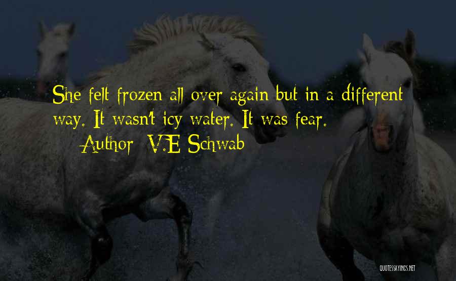 V.E Schwab Quotes: She Felt Frozen All Over Again But In A Different Way. It Wasn't Icy Water. It Was Fear.