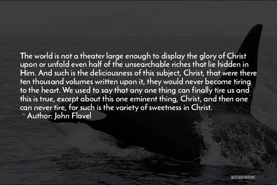 John Flavel Quotes: The World Is Not A Theater Large Enough To Display The Glory Of Christ Upon Or Unfold Even Half Of