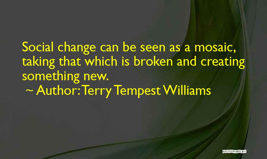 Terry Tempest Williams Quotes: Social Change Can Be Seen As A Mosaic, Taking That Which Is Broken And Creating Something New.