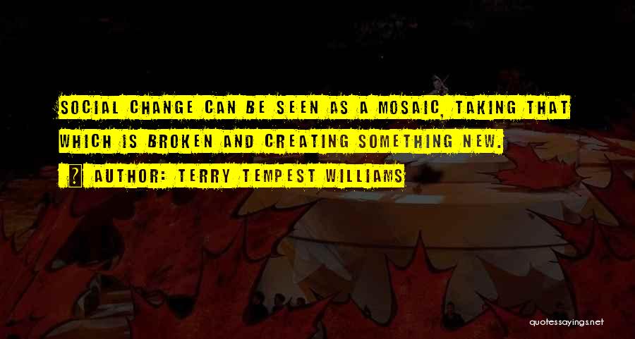 Terry Tempest Williams Quotes: Social Change Can Be Seen As A Mosaic, Taking That Which Is Broken And Creating Something New.