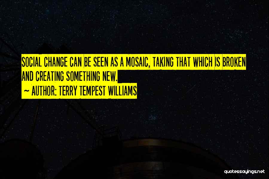 Terry Tempest Williams Quotes: Social Change Can Be Seen As A Mosaic, Taking That Which Is Broken And Creating Something New.