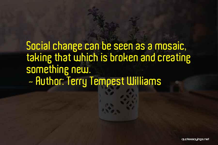 Terry Tempest Williams Quotes: Social Change Can Be Seen As A Mosaic, Taking That Which Is Broken And Creating Something New.