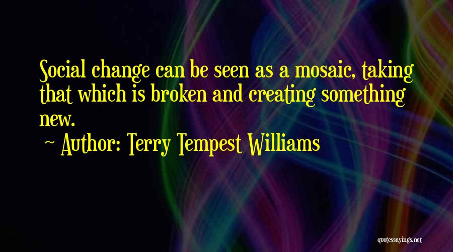 Terry Tempest Williams Quotes: Social Change Can Be Seen As A Mosaic, Taking That Which Is Broken And Creating Something New.