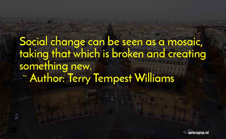 Terry Tempest Williams Quotes: Social Change Can Be Seen As A Mosaic, Taking That Which Is Broken And Creating Something New.