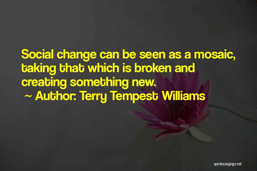 Terry Tempest Williams Quotes: Social Change Can Be Seen As A Mosaic, Taking That Which Is Broken And Creating Something New.