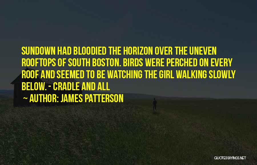 James Patterson Quotes: Sundown Had Bloodied The Horizon Over The Uneven Rooftops Of South Boston. Birds Were Perched On Every Roof And Seemed