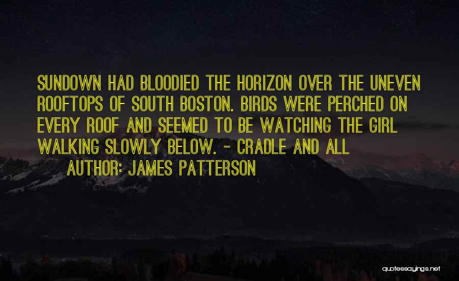 James Patterson Quotes: Sundown Had Bloodied The Horizon Over The Uneven Rooftops Of South Boston. Birds Were Perched On Every Roof And Seemed
