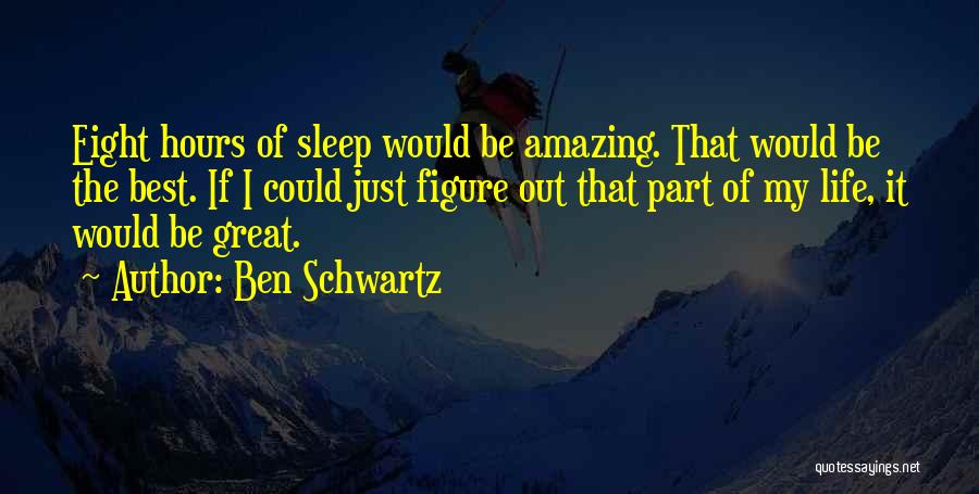 Ben Schwartz Quotes: Eight Hours Of Sleep Would Be Amazing. That Would Be The Best. If I Could Just Figure Out That Part