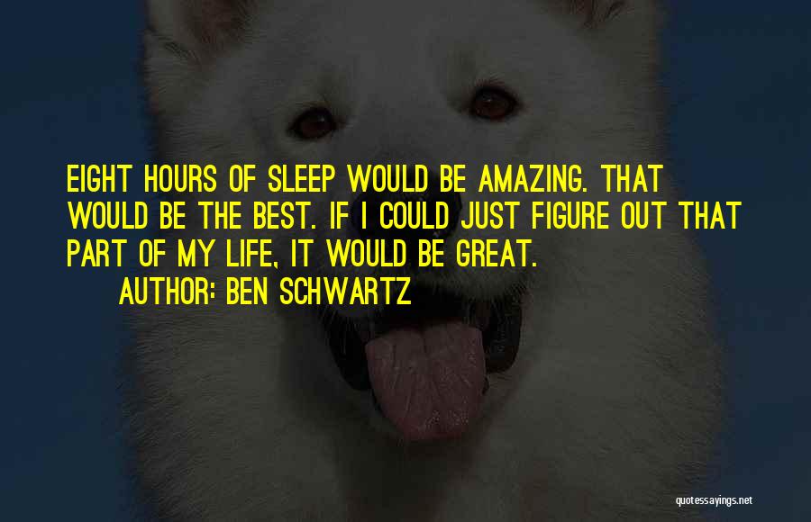 Ben Schwartz Quotes: Eight Hours Of Sleep Would Be Amazing. That Would Be The Best. If I Could Just Figure Out That Part