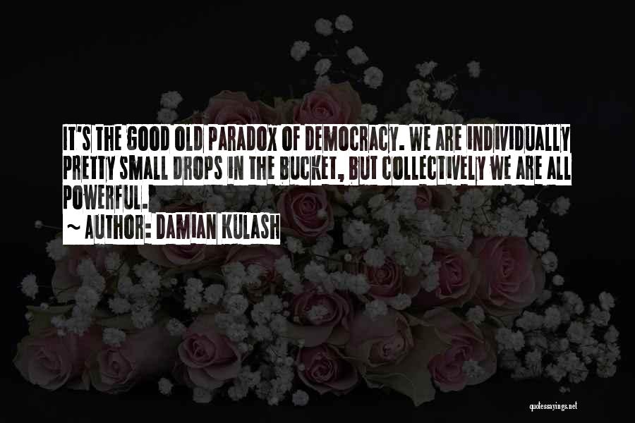 Damian Kulash Quotes: It's The Good Old Paradox Of Democracy. We Are Individually Pretty Small Drops In The Bucket, But Collectively We Are