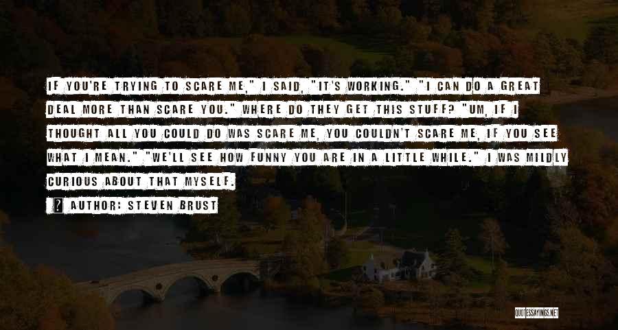 Steven Brust Quotes: If You're Trying To Scare Me, I Said, It's Working. I Can Do A Great Deal More Than Scare You.