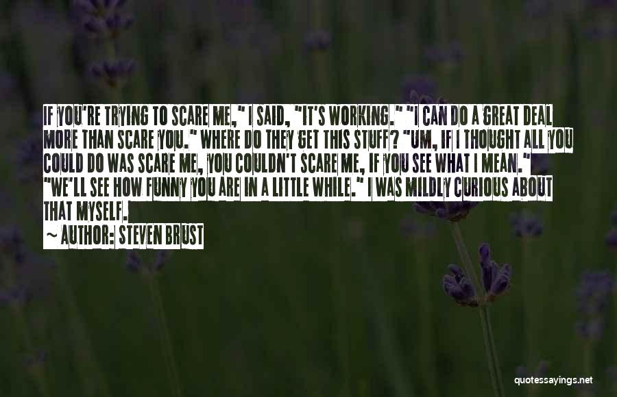 Steven Brust Quotes: If You're Trying To Scare Me, I Said, It's Working. I Can Do A Great Deal More Than Scare You.