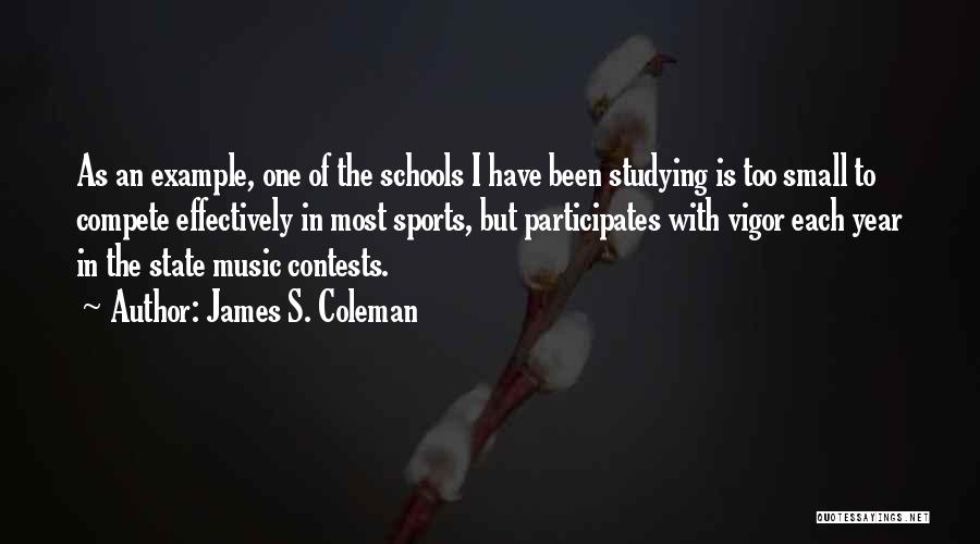 James S. Coleman Quotes: As An Example, One Of The Schools I Have Been Studying Is Too Small To Compete Effectively In Most Sports,