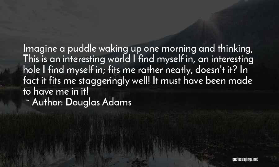 Douglas Adams Quotes: Imagine A Puddle Waking Up One Morning And Thinking, This Is An Interesting World I Find Myself In, An Interesting