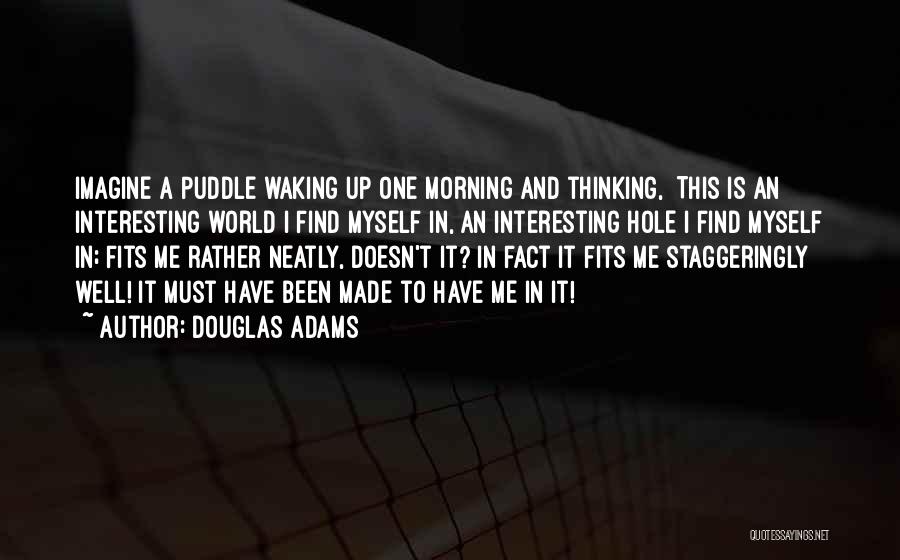 Douglas Adams Quotes: Imagine A Puddle Waking Up One Morning And Thinking, This Is An Interesting World I Find Myself In, An Interesting