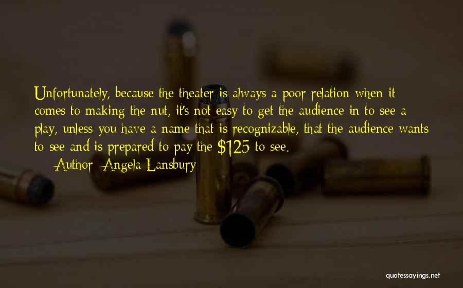 Angela Lansbury Quotes: Unfortunately, Because The Theater Is Always A Poor Relation When It Comes To Making The Nut, It's Not Easy To