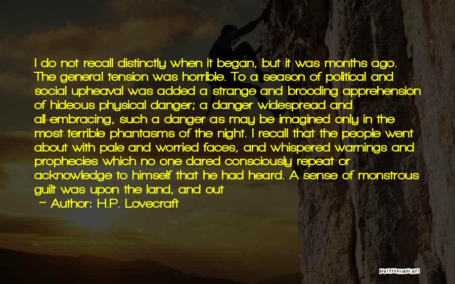 H.P. Lovecraft Quotes: I Do Not Recall Distinctly When It Began, But It Was Months Ago. The General Tension Was Horrible. To A