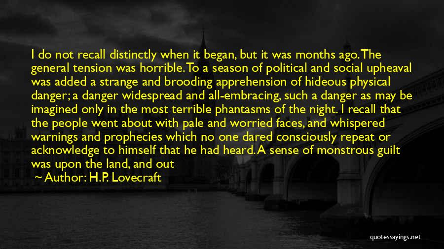 H.P. Lovecraft Quotes: I Do Not Recall Distinctly When It Began, But It Was Months Ago. The General Tension Was Horrible. To A