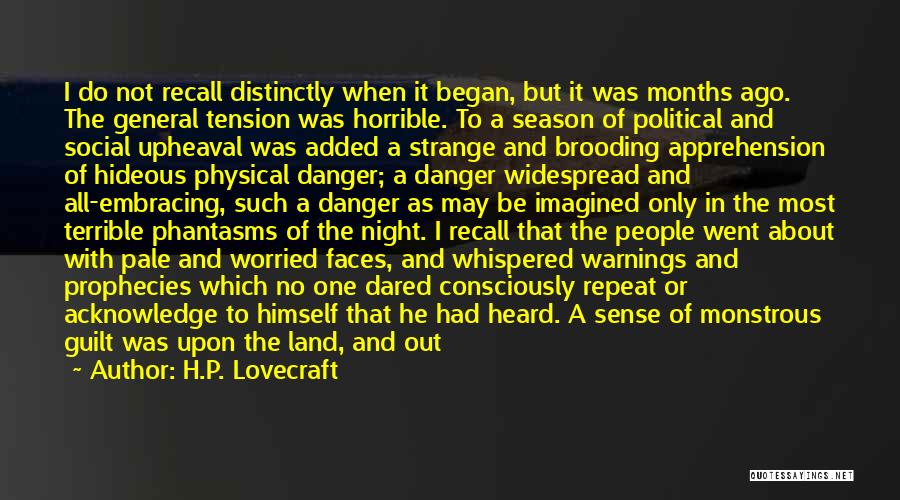 H.P. Lovecraft Quotes: I Do Not Recall Distinctly When It Began, But It Was Months Ago. The General Tension Was Horrible. To A