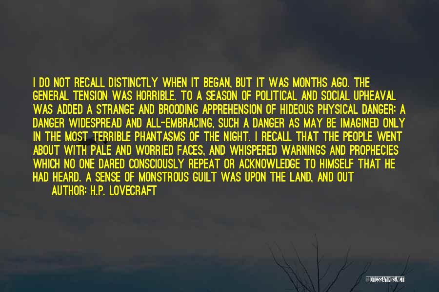 H.P. Lovecraft Quotes: I Do Not Recall Distinctly When It Began, But It Was Months Ago. The General Tension Was Horrible. To A