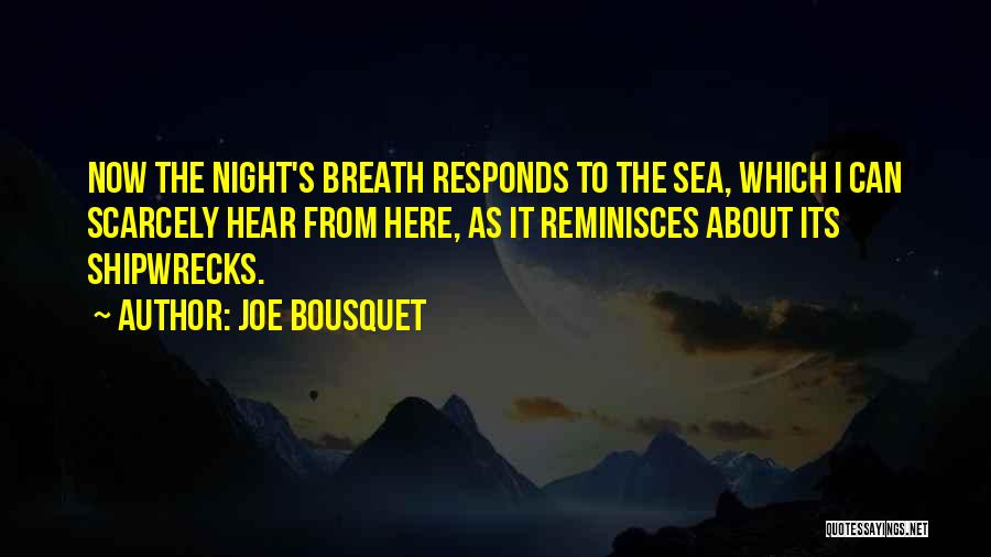 Joe Bousquet Quotes: Now The Night's Breath Responds To The Sea, Which I Can Scarcely Hear From Here, As It Reminisces About Its