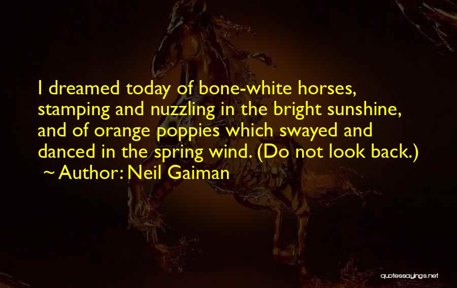 Neil Gaiman Quotes: I Dreamed Today Of Bone-white Horses, Stamping And Nuzzling In The Bright Sunshine, And Of Orange Poppies Which Swayed And