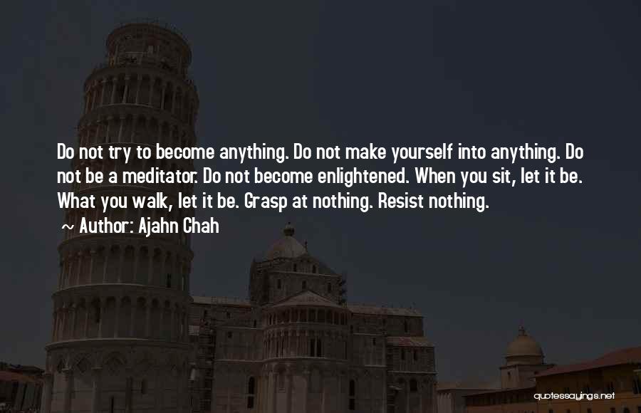Ajahn Chah Quotes: Do Not Try To Become Anything. Do Not Make Yourself Into Anything. Do Not Be A Meditator. Do Not Become