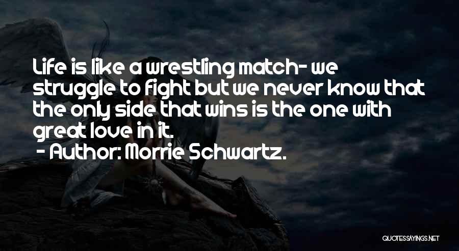 Morrie Schwartz. Quotes: Life Is Like A Wrestling Match- We Struggle To Fight But We Never Know That The Only Side That Wins