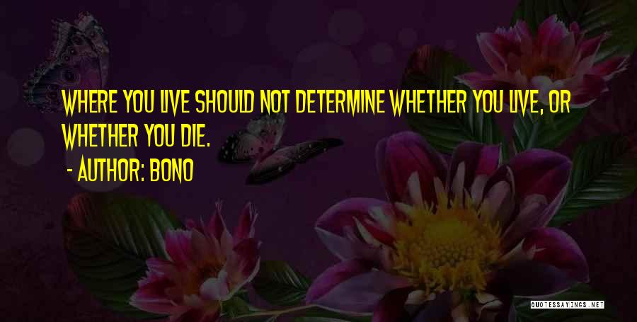 Bono Quotes: Where You Live Should Not Determine Whether You Live, Or Whether You Die.