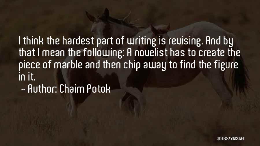 Chaim Potok Quotes: I Think The Hardest Part Of Writing Is Revising. And By That I Mean The Following: A Novelist Has To