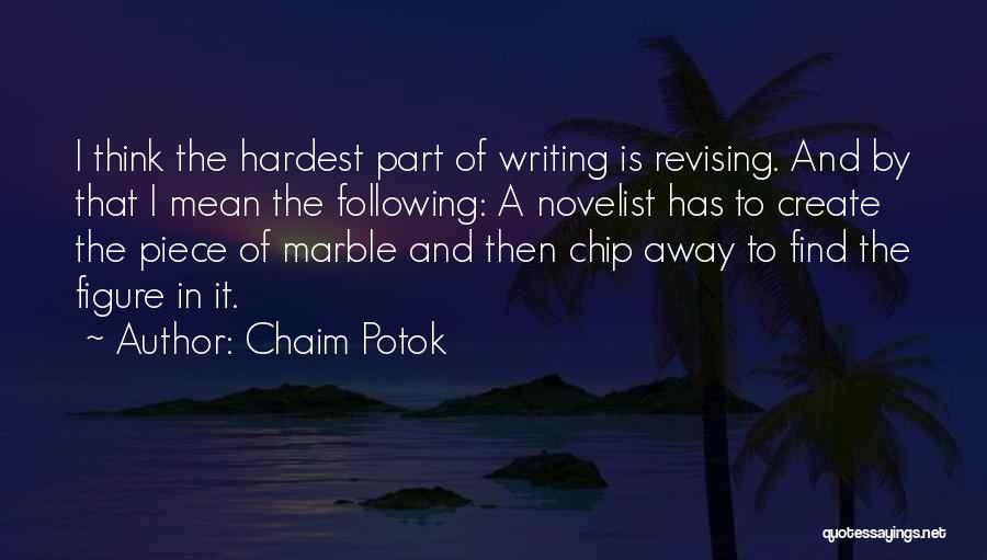 Chaim Potok Quotes: I Think The Hardest Part Of Writing Is Revising. And By That I Mean The Following: A Novelist Has To