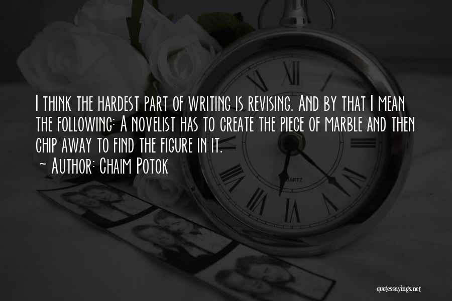 Chaim Potok Quotes: I Think The Hardest Part Of Writing Is Revising. And By That I Mean The Following: A Novelist Has To