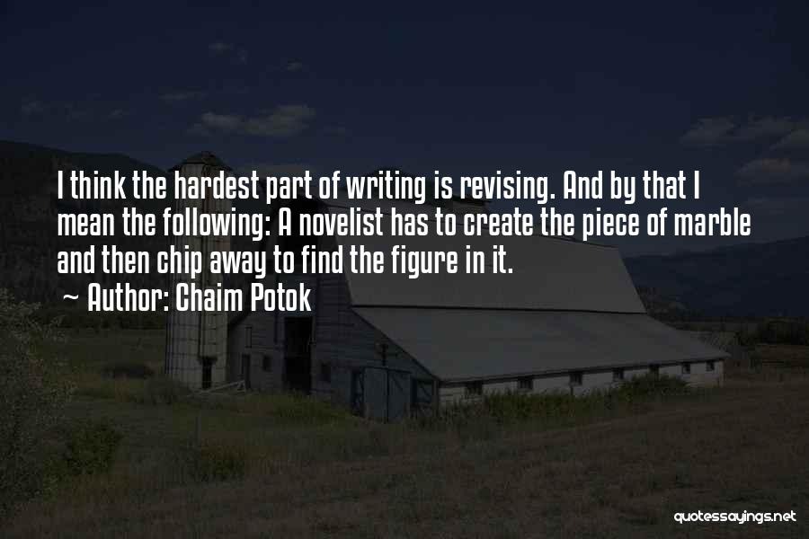Chaim Potok Quotes: I Think The Hardest Part Of Writing Is Revising. And By That I Mean The Following: A Novelist Has To
