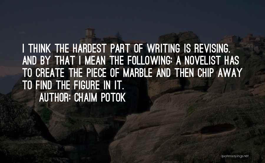 Chaim Potok Quotes: I Think The Hardest Part Of Writing Is Revising. And By That I Mean The Following: A Novelist Has To