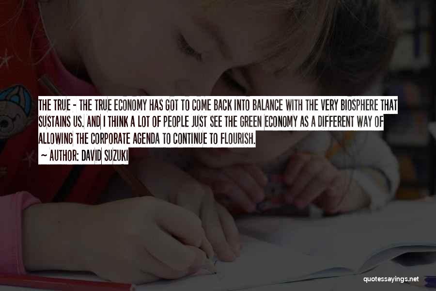 David Suzuki Quotes: The True - The True Economy Has Got To Come Back Into Balance With The Very Biosphere That Sustains Us.