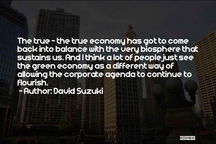 David Suzuki Quotes: The True - The True Economy Has Got To Come Back Into Balance With The Very Biosphere That Sustains Us.