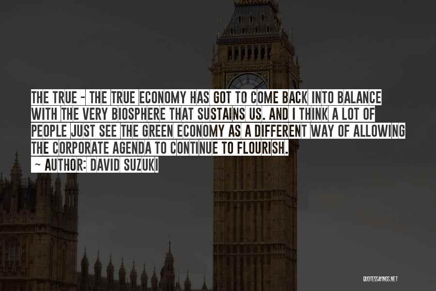 David Suzuki Quotes: The True - The True Economy Has Got To Come Back Into Balance With The Very Biosphere That Sustains Us.