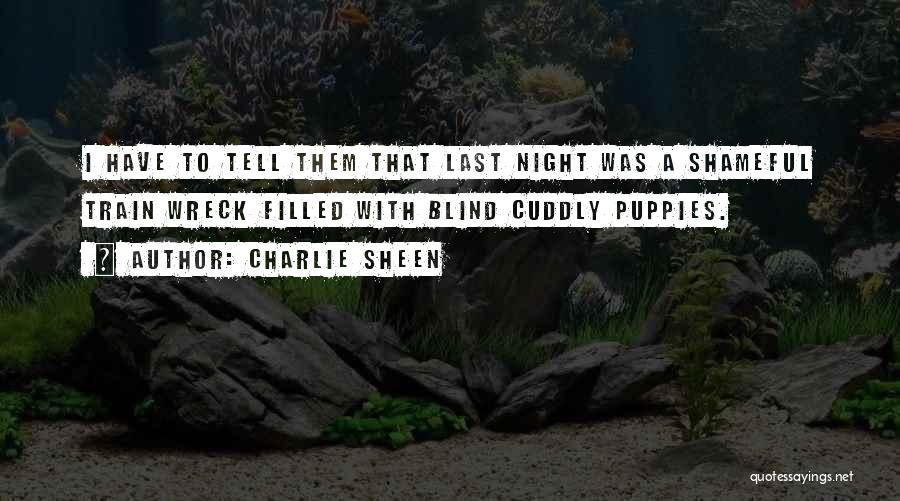 Charlie Sheen Quotes: I Have To Tell Them That Last Night Was A Shameful Train Wreck Filled With Blind Cuddly Puppies.