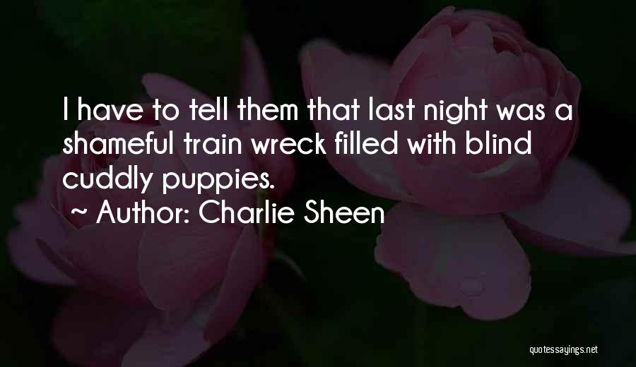 Charlie Sheen Quotes: I Have To Tell Them That Last Night Was A Shameful Train Wreck Filled With Blind Cuddly Puppies.