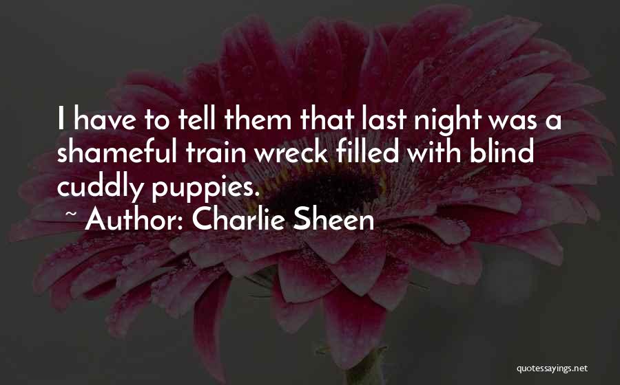 Charlie Sheen Quotes: I Have To Tell Them That Last Night Was A Shameful Train Wreck Filled With Blind Cuddly Puppies.