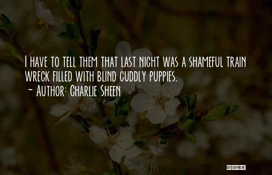 Charlie Sheen Quotes: I Have To Tell Them That Last Night Was A Shameful Train Wreck Filled With Blind Cuddly Puppies.