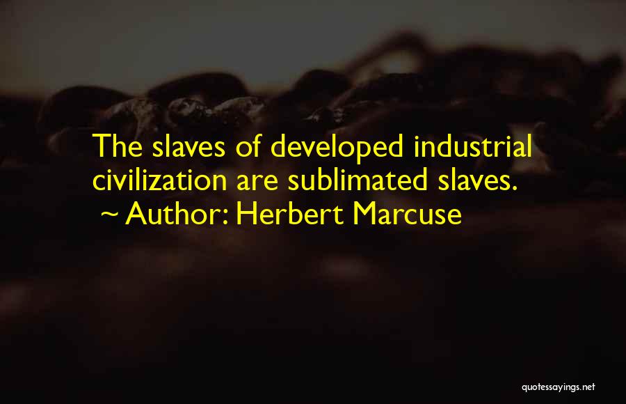 Herbert Marcuse Quotes: The Slaves Of Developed Industrial Civilization Are Sublimated Slaves.