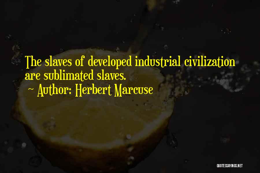 Herbert Marcuse Quotes: The Slaves Of Developed Industrial Civilization Are Sublimated Slaves.