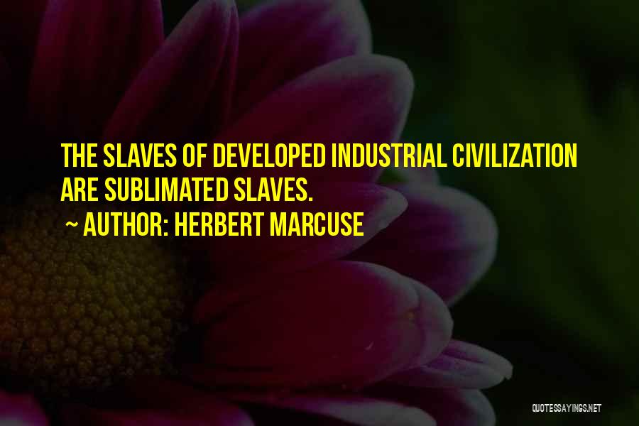 Herbert Marcuse Quotes: The Slaves Of Developed Industrial Civilization Are Sublimated Slaves.