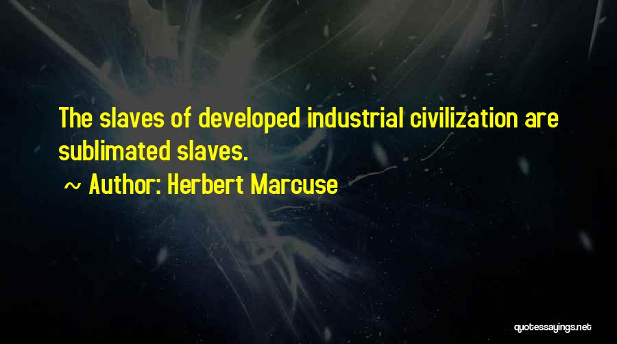 Herbert Marcuse Quotes: The Slaves Of Developed Industrial Civilization Are Sublimated Slaves.