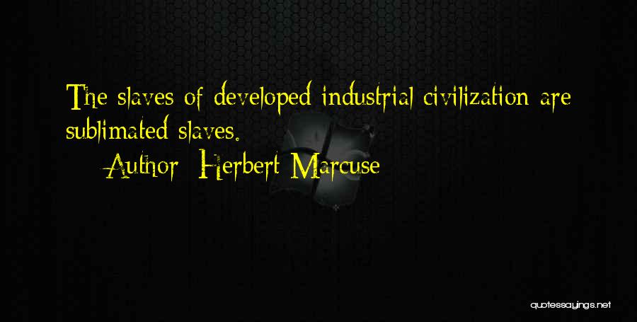 Herbert Marcuse Quotes: The Slaves Of Developed Industrial Civilization Are Sublimated Slaves.