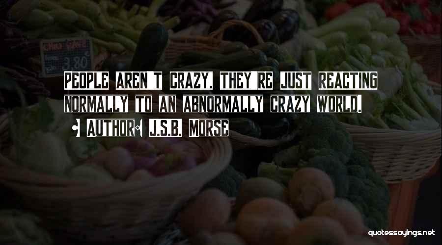 J.S.B. Morse Quotes: People Aren't Crazy, They're Just Reacting Normally To An Abnormally Crazy World.