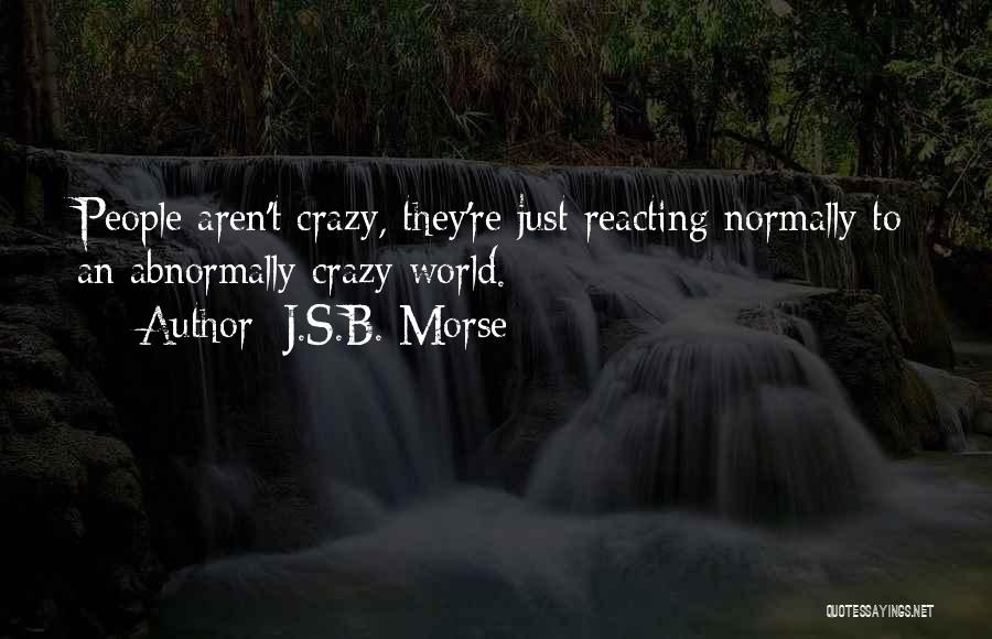 J.S.B. Morse Quotes: People Aren't Crazy, They're Just Reacting Normally To An Abnormally Crazy World.